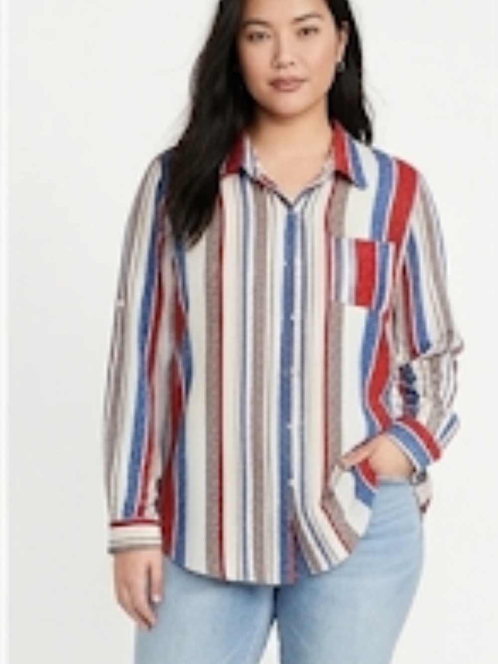 Zanzea collection long sleeve button down striped asymmetrical hem shirt…